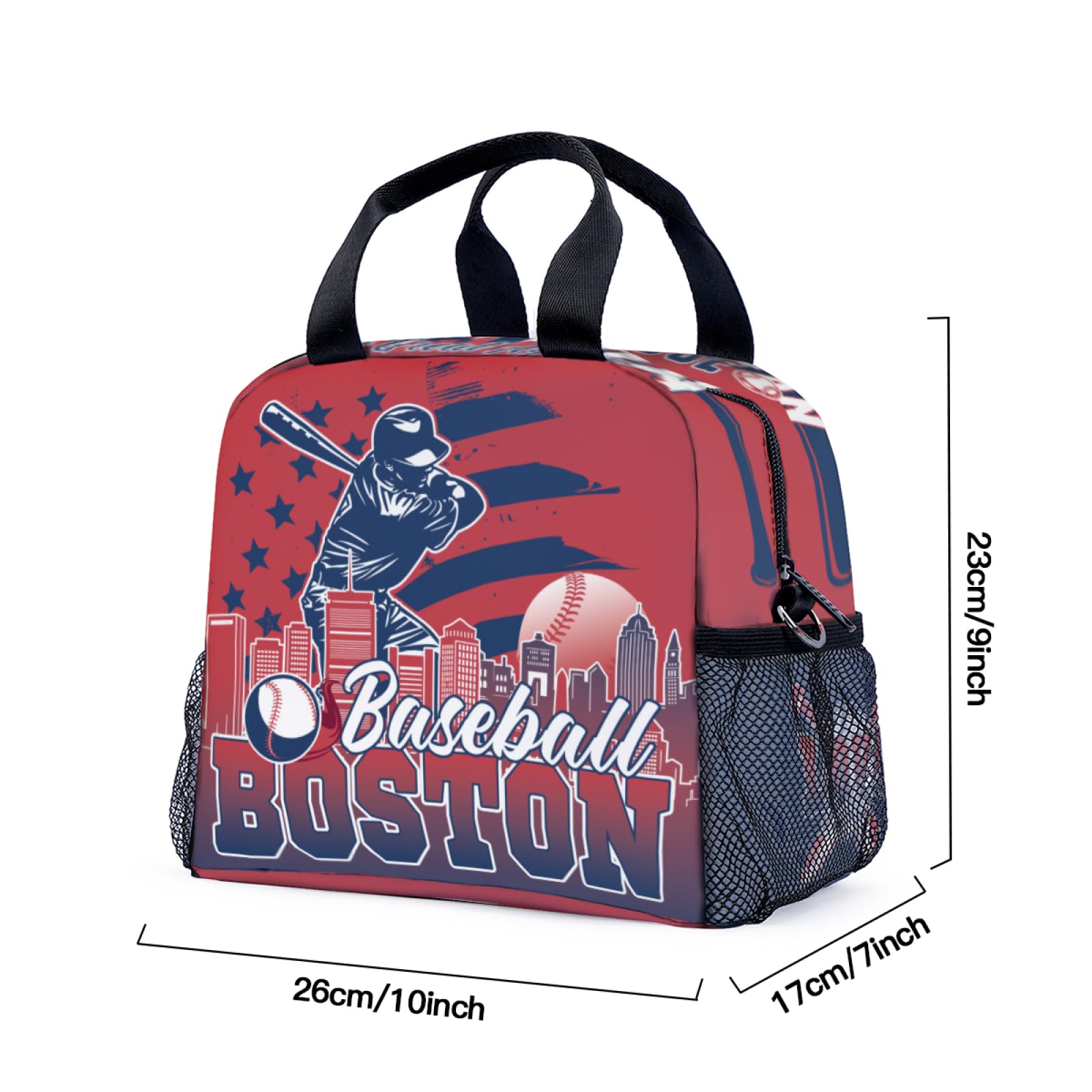 Racigomr Baseball Gifts for Boston, Baseball Lunch Box, Lunch Containers for Fans, Insulated Lunch Bags with Adjustable Shoulder Strap