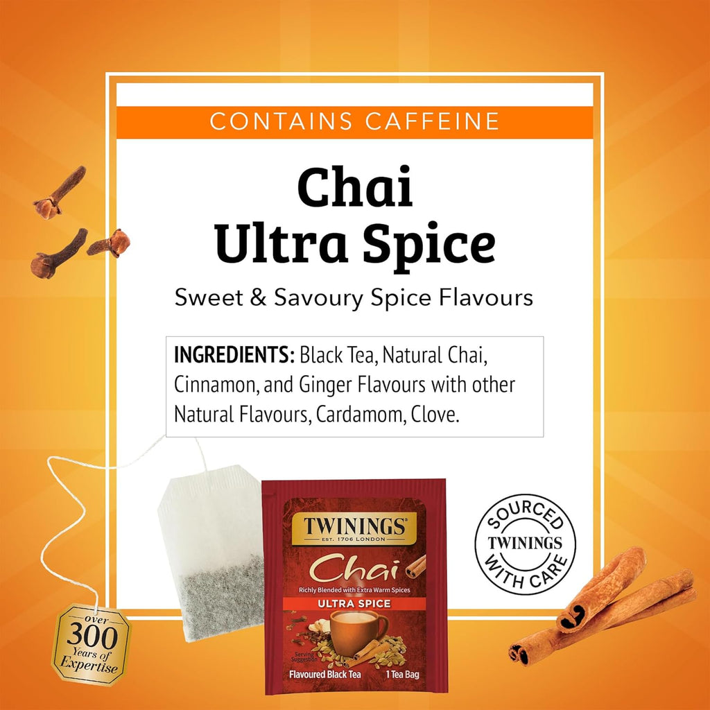 Twinings Ultra Spice Chai Tea - Aromatic Blend for Invigorating Flavor | 1.41 oz, 20 Count