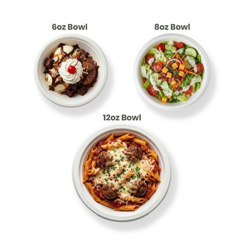 FPN Disposable Paper Bowls (500 Pack 12 oz), Heavy-Duty Compostable, Eco-Friendly, Bagasse Bowl for Soup, Salad, Dessert & More