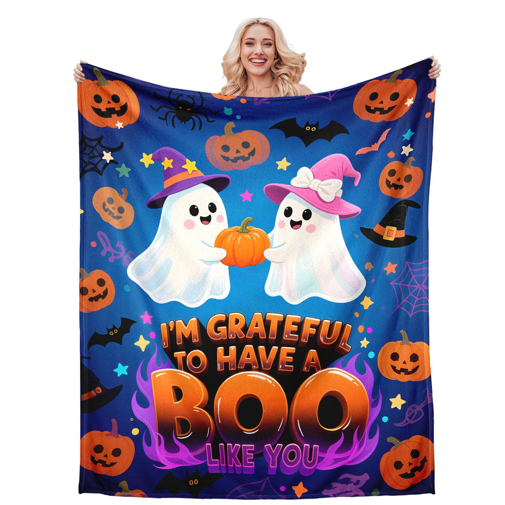 Christmas Ghost Gifts for Women Men, Ghosted Blankets and Throws, Anniversary Day Gifts for Husband Wife, Christmas Party Decorations, Soft Flannel Pumpkin Horror Blanket for Bed Couch 50" X 60"