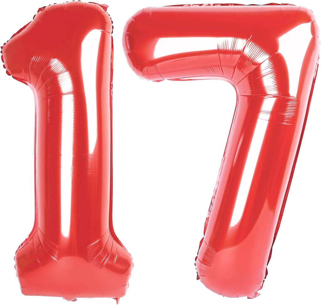 Skiennix 40-Inch Red Number 17 Balloon - Perfect 17th Birthday Decoration for Men & Women