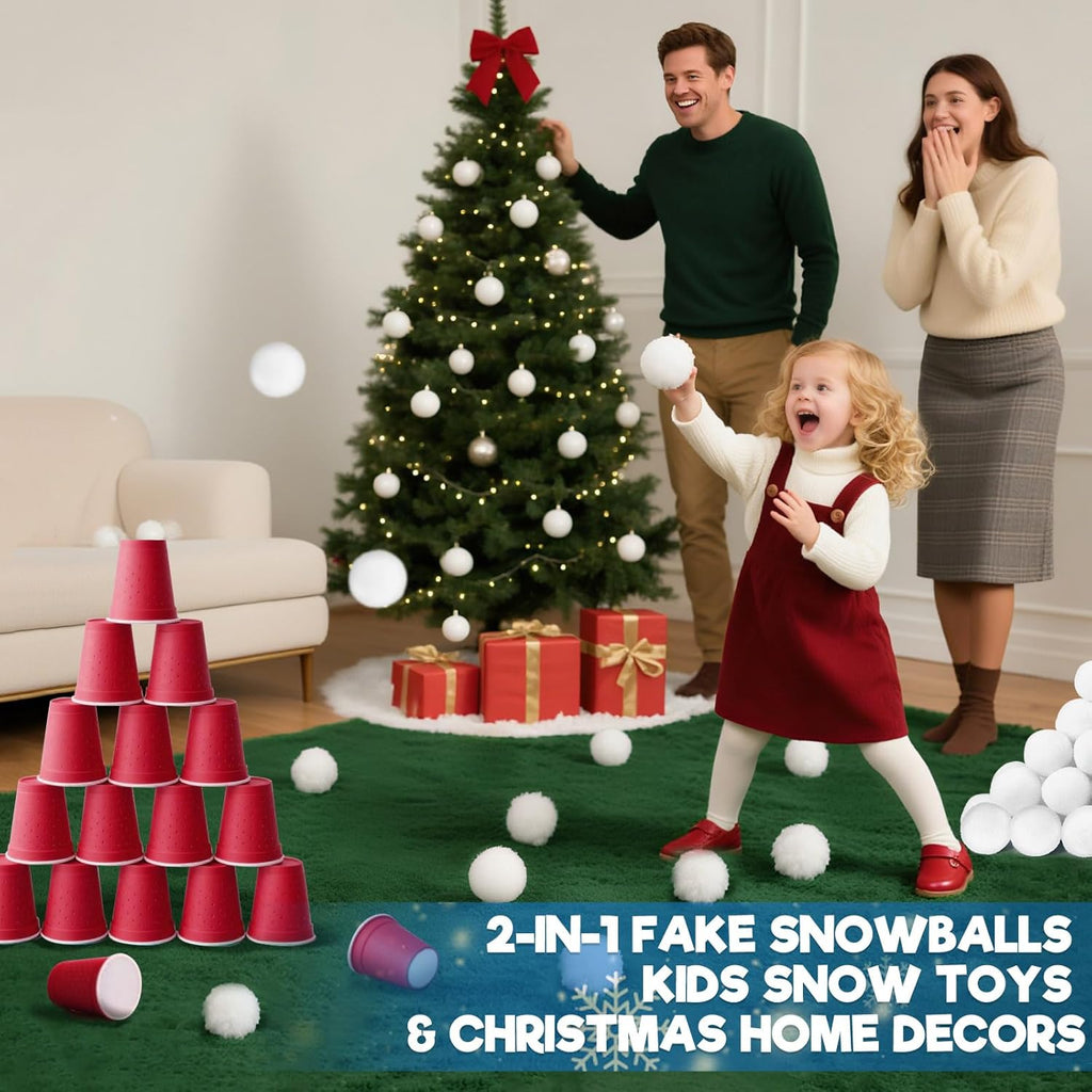 Skiennix 60 PCS Fake Snowballs - 2 Inch Indoor Christmas Decorations for Family Fun & Parties