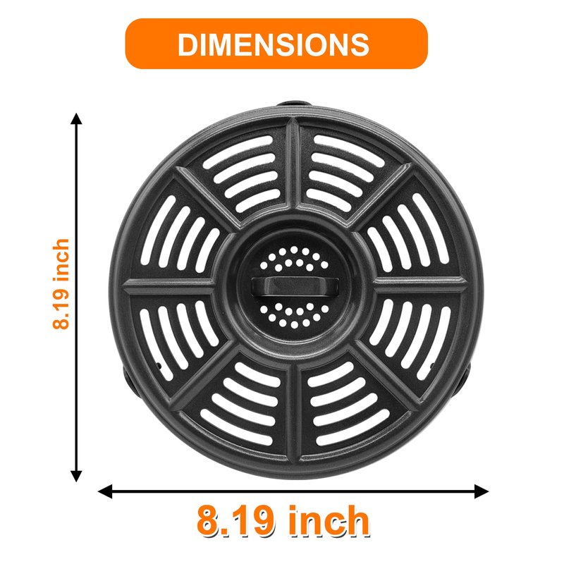 GXF Air Fryer Grill Pan for Ninja 4 QT AF101 5.5 Quart AF161 Max XL AF150 XL Air Fryers, 8.2 IN Non-Stick Round Grill Plate Tray Accessories Replacement Parts with Rubber Bumpers, Dishwasher Safe