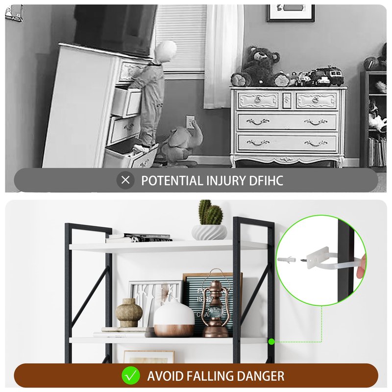 Shintenchi 5 Tiers Bookshelf, Classically Tall Bookcase Shelf,Industrial Book Rack,Modern Book Holder in Bedroom/Living Room/Office, Storage Rack Shelves for Books/Movies,11.8" Dx23.6 Wx62.2 H,White