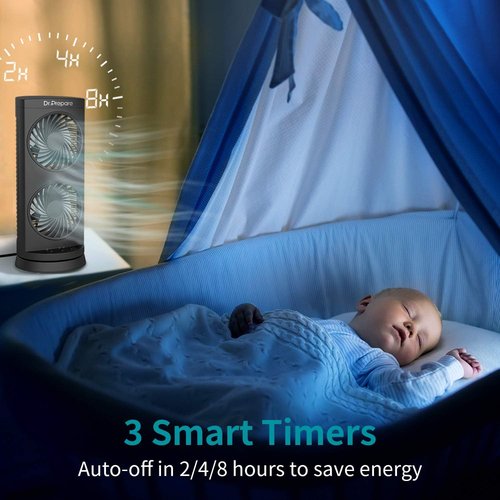 Dr. Prepare Desk Fan - Portable Oscillating Tower Fan with 3-Speed Options | 110° Oscillation, 13 Inch