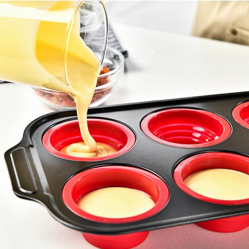YiYeraio Silicone Muffin Pan, 6 Cups Muffin Pans for Baking with Metal Frame, Cupcake Pan, Egg Bite Molds, Muffin Tin Tray Easy to Pop Nonstick Non Toxic Bakeware for Oven