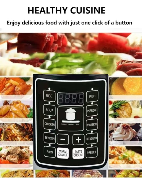 Zuguachi 10 In 1 Electric Pressure Cooker With 24-Hour Reservation Function, Slow Cooker, Rice Cooker, Wok, Cake, Yogurt, Etc., 6 L, Stainless Steel/Black.