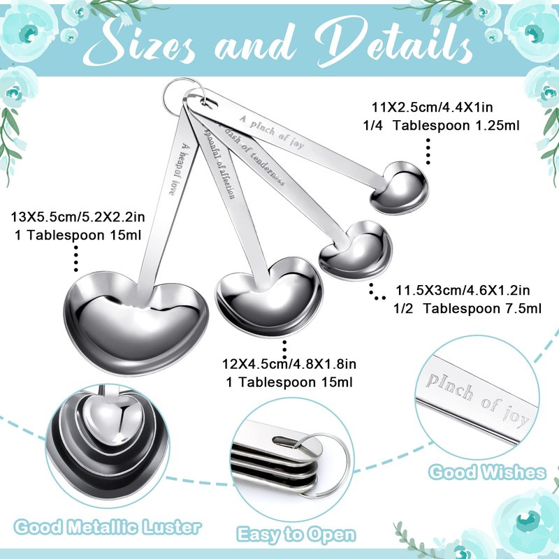 Yinder 50 Set Heart Shaped Measuring Spoons Wedding Favors for Guests Measuring Spoon Favors Gift with Gift Box and Thank You Card for Wedding Bridal Shower Baby Shower Birthday Souvenirs(Blue)