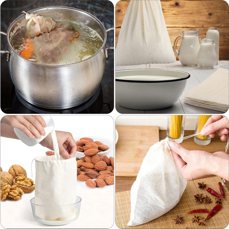 MyLifeUNIT Soup Bags, Cotton Mesh Bag for Cooking, Large Size 18" x 24", Set of 4