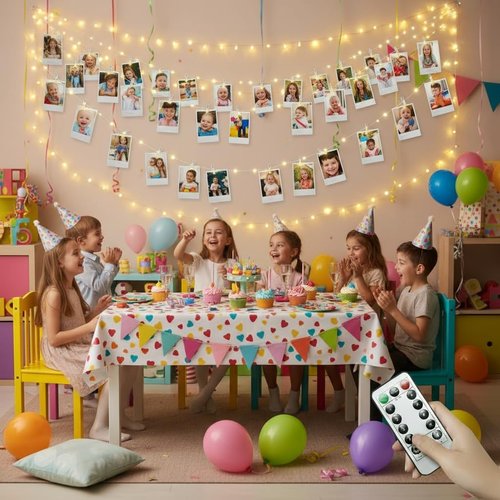 Microwear 33Ft LED Photo Clip String Lights - USB/Battery Powered, 8 Modes, Remote Control | Perfect for Bedroom & Wedding Décor