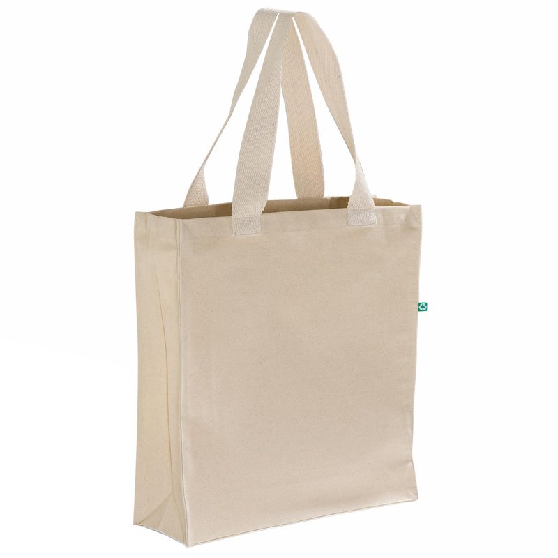 Recycled Canvas Tote Bags – 100% Eco Cotton, 12oz Heavyweight Fabric – 14x15x4" Reusable Shopper Totes – Multipack of 6, 12, or 24 – Natural, Ash Grey, Charcoal (6, Natural)