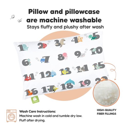 **My Little Dreamy Toddler Pillow - Organic Cotton Travel Bed Pillow with Soft, Breathable Pillowcase | 13x18 Inches for Ages 2-5**