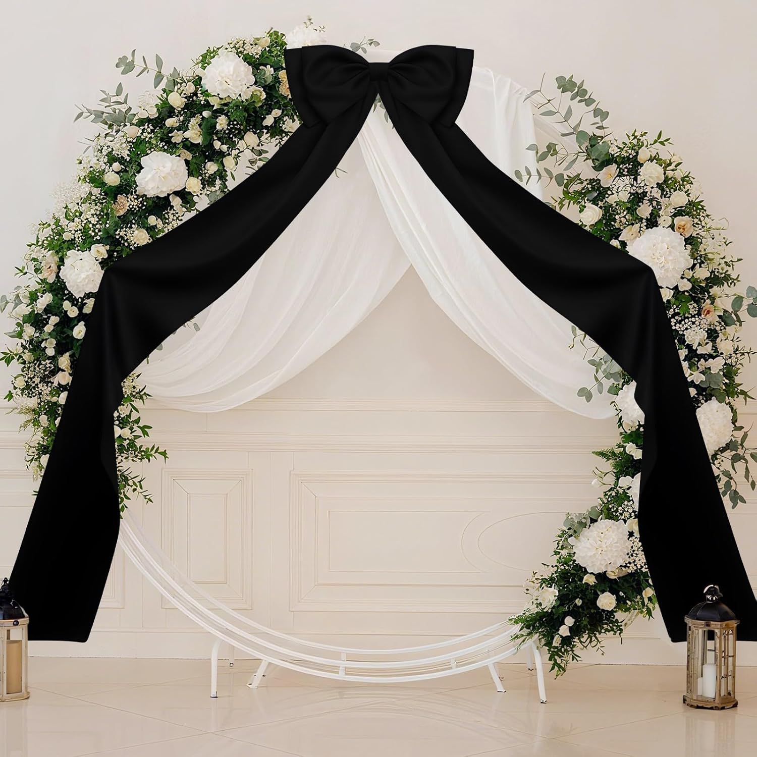 Skiennix Large Satin Bow Decoration - Giant Wall Bows for Weddings & Baby Showers | Black Decor