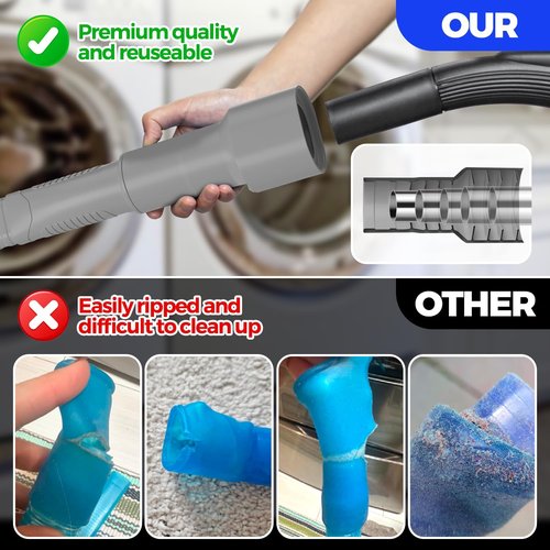 Holikme Dryer Vent Cleaner Kit - 2 Pieces with Lint Vacuum Attachment & Flexible Brush | Grey