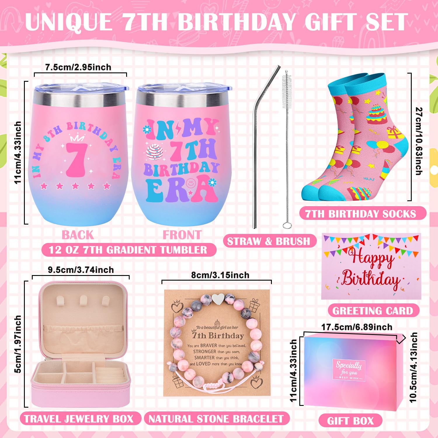 TOUPONS 7 Year Old Girl Birthday Gifts, Best 7th Birthday Gift for Teen Girls, Gifts Ideas for Seven Year Old Girls, Happy 7th Bday Gift Christmas Presents for Daughter Niece Granddaughter