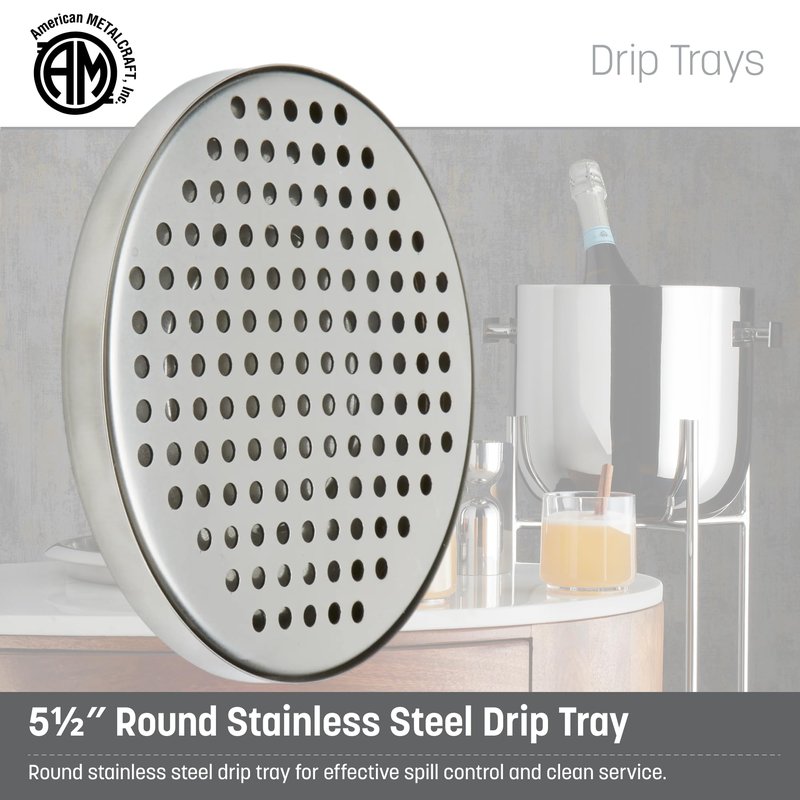 American Metalcraft DT3 Stainless Steel Drip Tray, Round, 5.5"L x 5.5"W x 0.37"H