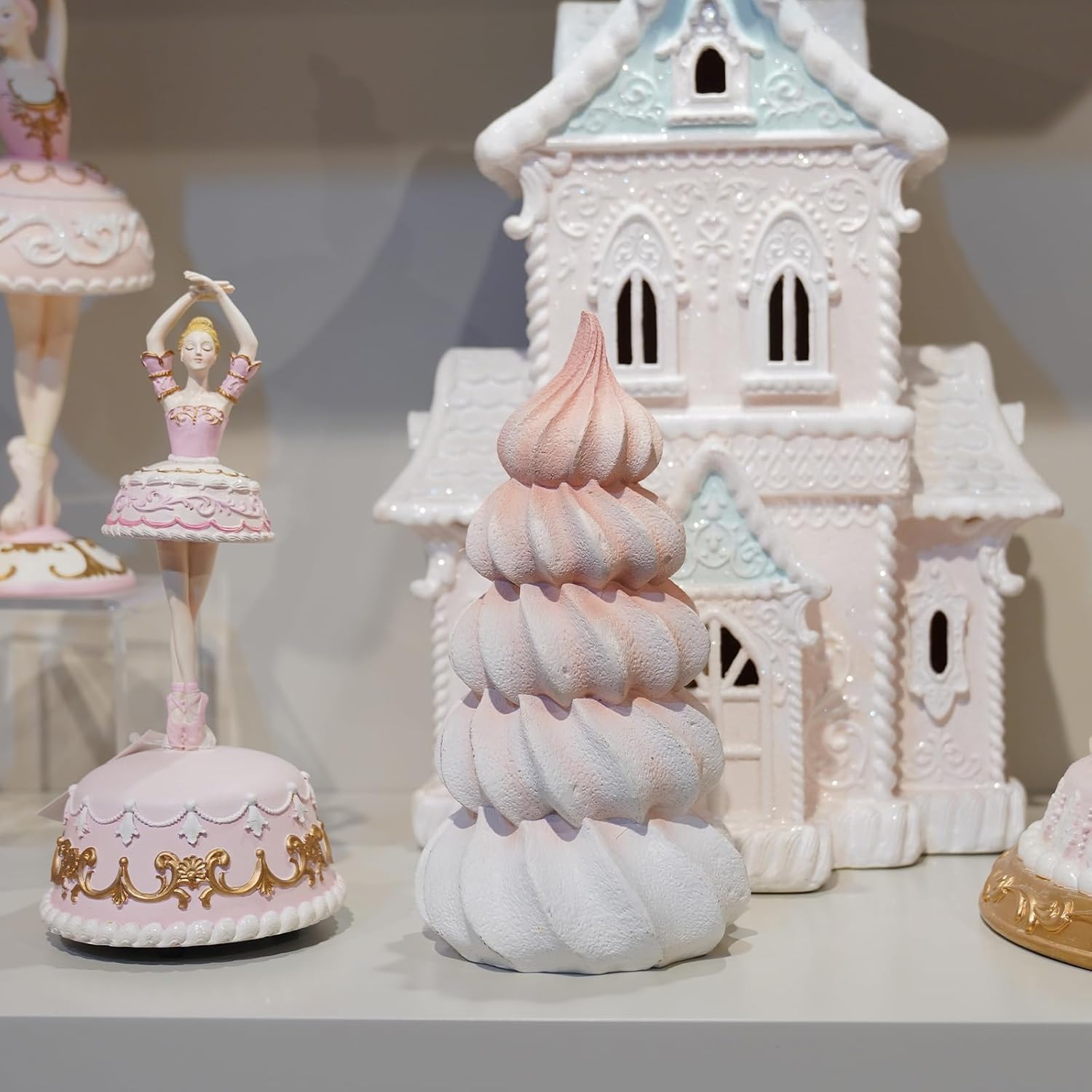Regine Switzerland Christmas Decorations - Resin Fantasy Meringue Tree Ornaments | 10" x 10" x 17" for Home Decor