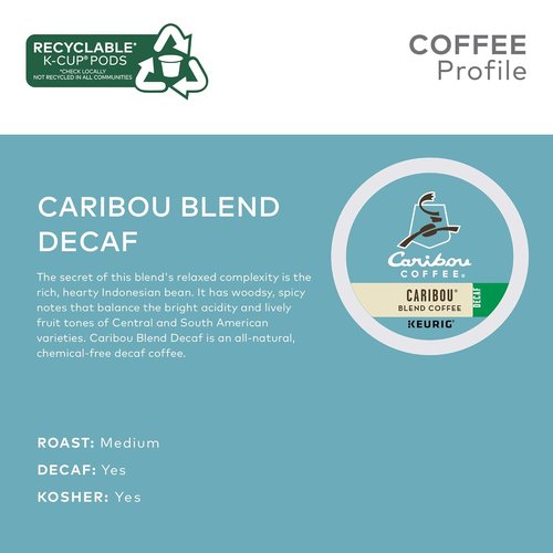 Caribou Coffee Decaf K-Cup Pods - Medium Roast, 96 Count | Perfect for Keurig Machines