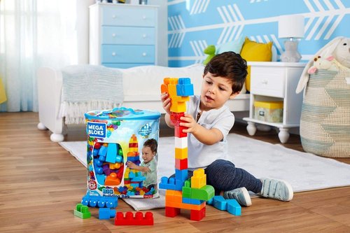 Mega Bloks First Builders Toddler Blocks Set - 80-Piece Building Bag with Storage - Blue, Ages 1+
