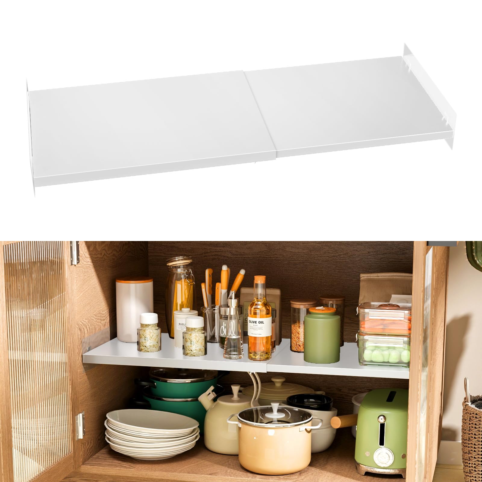 SOFRON Adjustable Closet Shelves Organizers, Adjustable RV Cabinet Rack, Lightweight Aluminum, Storage Wardrobe Divider Shelving for Pantry Cupboard Kitchen, Width 17"-31" Depth 11.9", 2 Pack