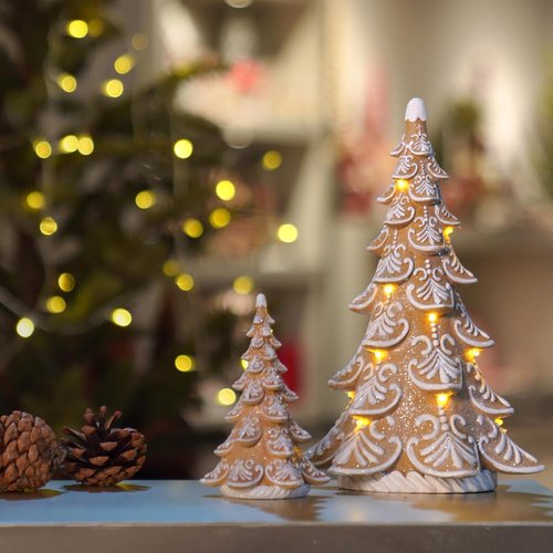 Cynkeyee Gingerbread Christmas Tree Decoration - Indoor Lights & Festive Centerpiece | 6.5x4.5x10 Inch
