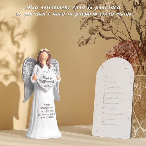 Angel Retirement Gift Set - Funny Candle & Card for Women | 7.09" Retired Angel Figurine for Coworkers, Teachers, Nurses, Doctors