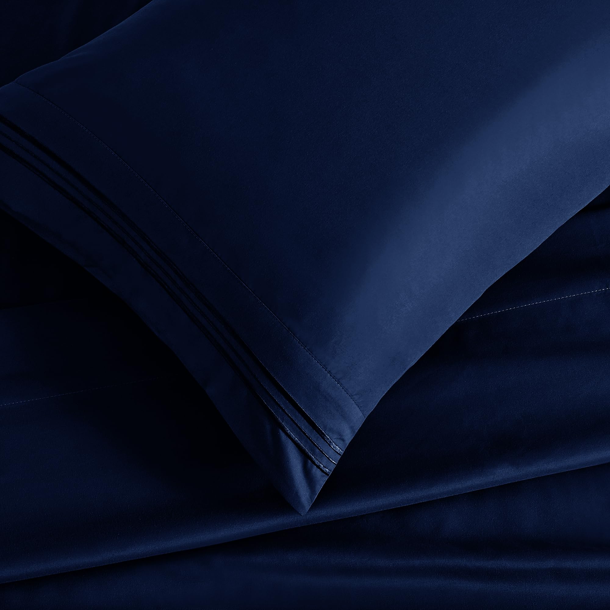 Manyshofu Extra Deep Pocket King Size Sheets - Hotel Luxury 1800 Thread Count Sheets & Pillowcases - Microfiber Bedding Set up to 24" Mattress - Navy Blue Bed Sheets 18-24 Inch Deep Pockets - 4 Piece