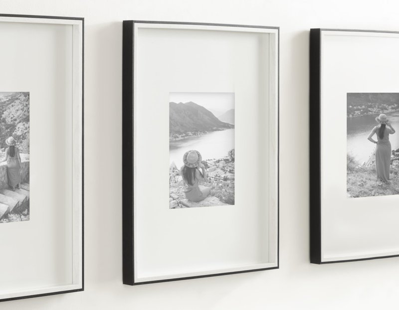 Kate and Laurel Gibson Modern Wall Picture Frame Set of 3; 16x20 matted to 8x10; White and Black; Three-Piece Frame Set for Gallery Wall Frame Set in Living Room Wall Décor