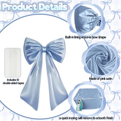 Big Blue Bow | Large Baby Blue Room Decor - 40x24 in Coquette Decorations for Weddings & Parties