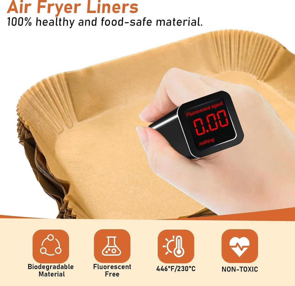 Ninja Air Fryer Liners - 100 Pcs Non-Stick Disposable Parchment Paper | Oil-Proof, 22x14.5cm