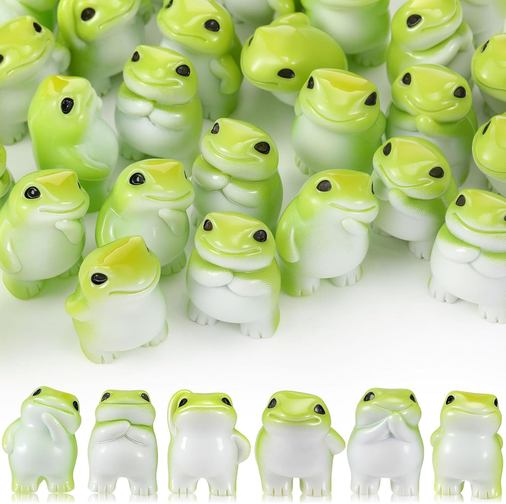 Novabright Mini Resin Frog Figurines - 30 Pcs Cute Decorations for Fairy Gardens & Home Decor