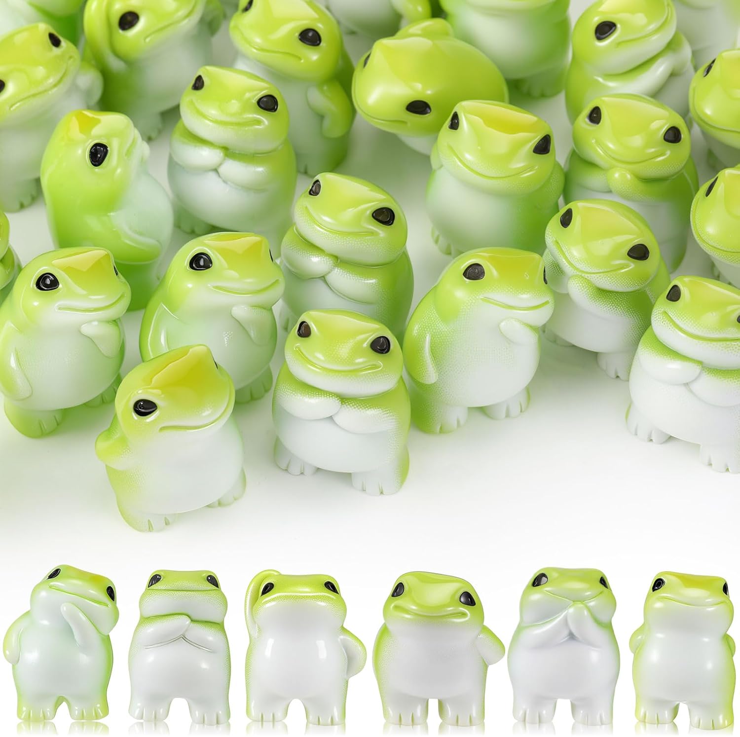 Novabright Mini Resin Frog Figurines - 30 Pcs Cute Decorations for Fairy Gardens & Home Decor
