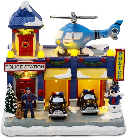Innodept12 Christmas Animated Train Station Décor - Lighted Building with Clock, Music & LED Lights | Indoor Display