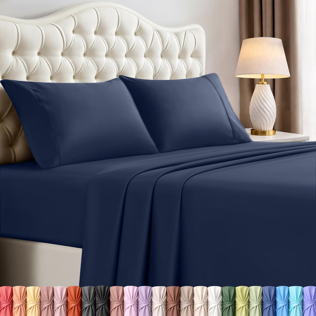 Utopia Bedding Full Sheet Set - Soft & Breathable 4-Piece Microfiber Bed Sheets for Full Size Bed | Navy Blue