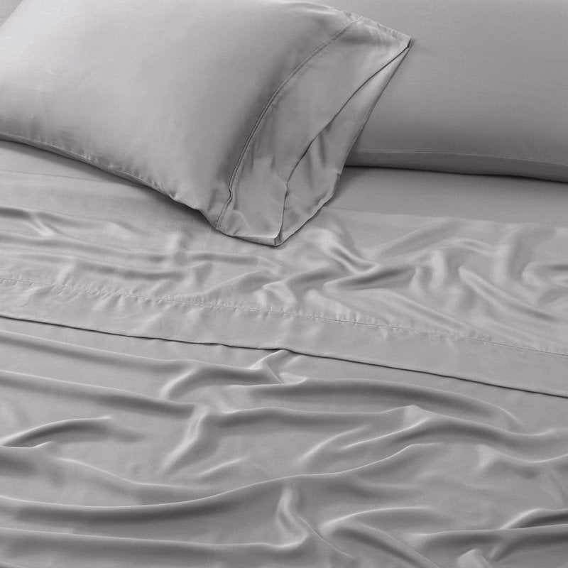 Valeron 100% Tencel Modal Sateen Woven-Luxuriously Soft, Breathable, Cooling Beech Tree Fiber-Sheet Set, Cal King, Silver