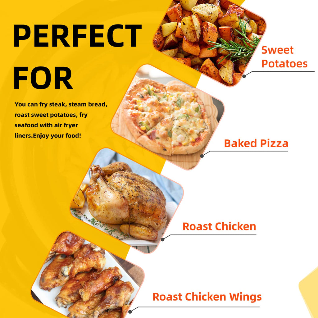 Katbite 200Pcs 8.5 inch Air Fryer Parchment Paper Liners, Unbleached Air Fryer Paper Liners Disposable，Non-Stick & Heavy Duty Square Perforated Parchment Paper for Steamer, Oven, Air Fryer