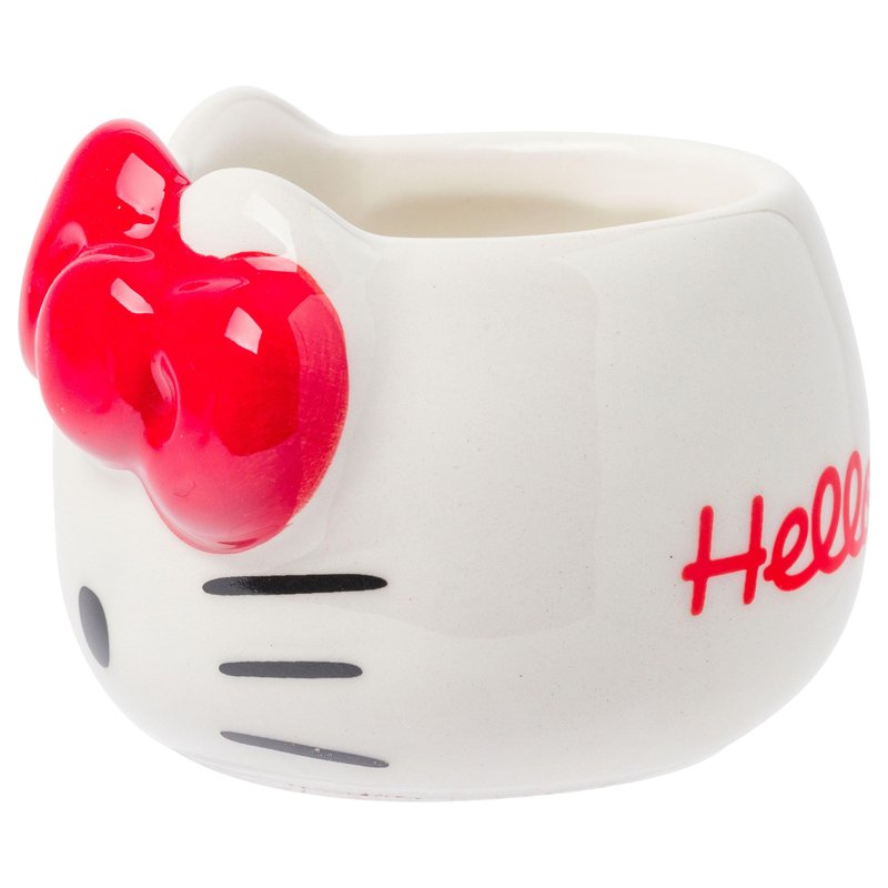 Silver Buffalo Sanrio Hello Kitty Different Color Bows 4 Pack Ceramic 3D Sculpted Mini Cup Set, Perfect as a Sugar, Cream, or Milk Set, 3.5 Ounces