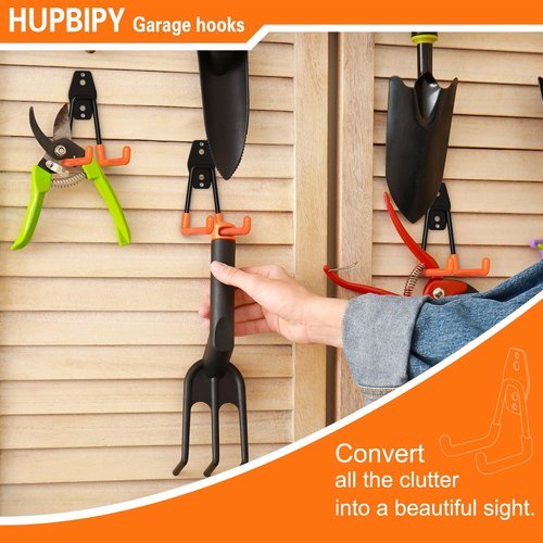 HUPBIPY Heavy Duty Garage Hooks - 6 Pack Small U-Shaped Hangers for Tools & Bulk Item Storage