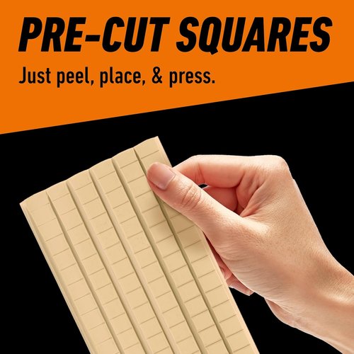 Gorilla Mounting Putty - Non-Toxic Removable Wall Putty in Natural Tan | 84 Pre-Cut Squares (Pack of 3)