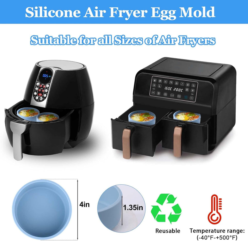 XANGNIER Silicone Egg Mold - 3 Pcs Reusable Nonstick Egg Bites Pan | BPA Free, Dishwasher Safe, Blue