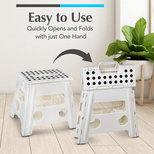 Handy Laundry Folding Step Stool - Lightweight & Sturdy for Adults and Kids - Easy One-Flip Design | White - 13 Inch