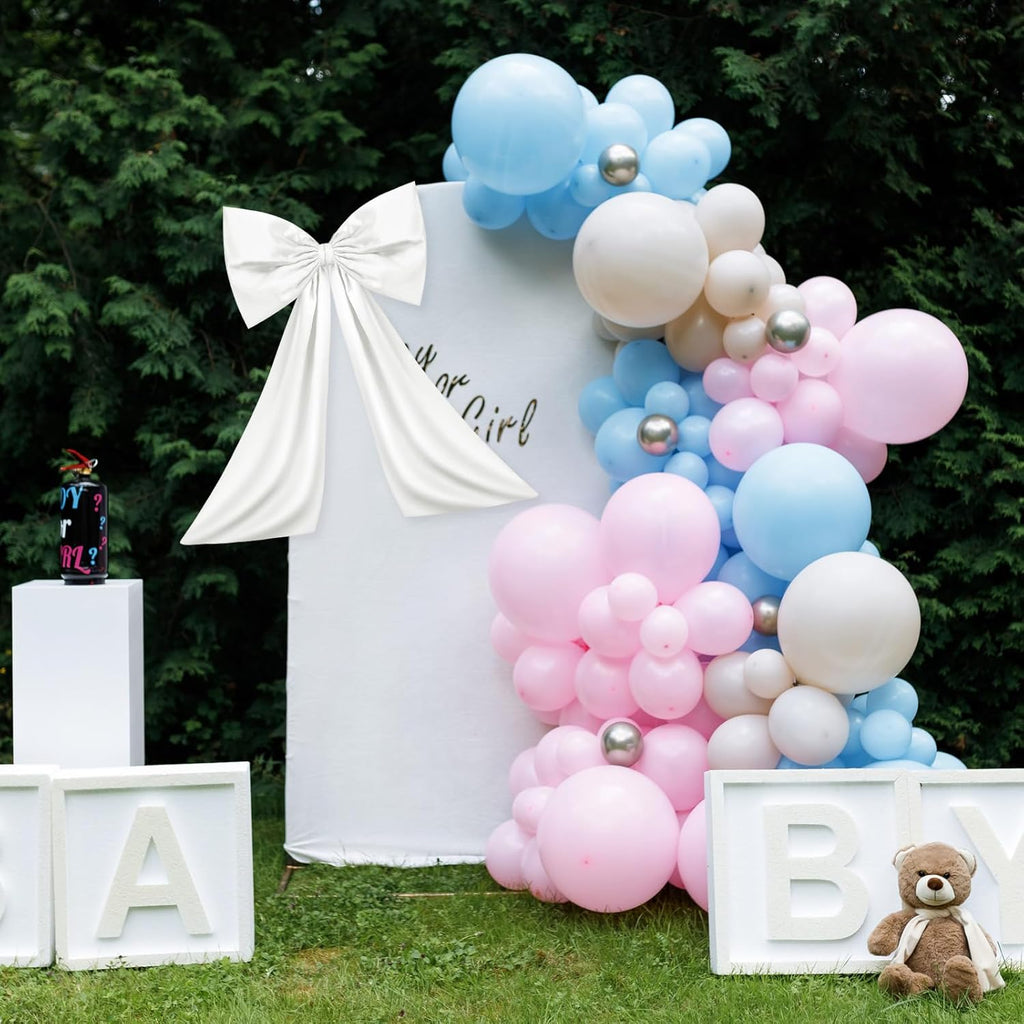Wavwavw Large White Satin Bow | Elegant Birthday & Wedding Decoration | 18 x 24 Inches