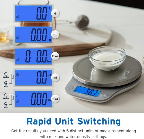 Etekcity Digital Food Kitchen Scale - Accurate Ounces & Grams for Cooking, Baking, Meal Prep | 11lb/5kg, Stainless Steel