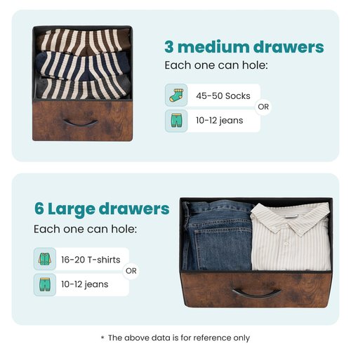 OLIXIS Dresser for Bedroom, Drawer Dresser Organizer Storage Fabric Storage Tower, Chest of Drawers with 9 Easy Pull Fabric Bins, Steel Frame, Wood Top for Living Room, Closet, Entryway, Hallway