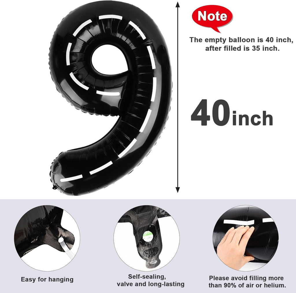 Skiennix 40-Inch Black Number 9 Balloon - Perfect for Birthday Parties, Weddings & Graduations