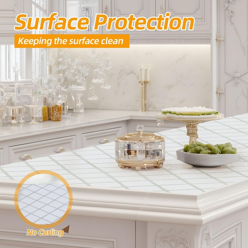 Shinlendid Drawer and Shelf Liner for Kitchen Cabinets, Non-Adhesive Strong Grip Cabinet Liners for Dressers, Durable Waterproof Anti Slip Cupboard Liner, White/Sliver, 23 in x 10 Feet
