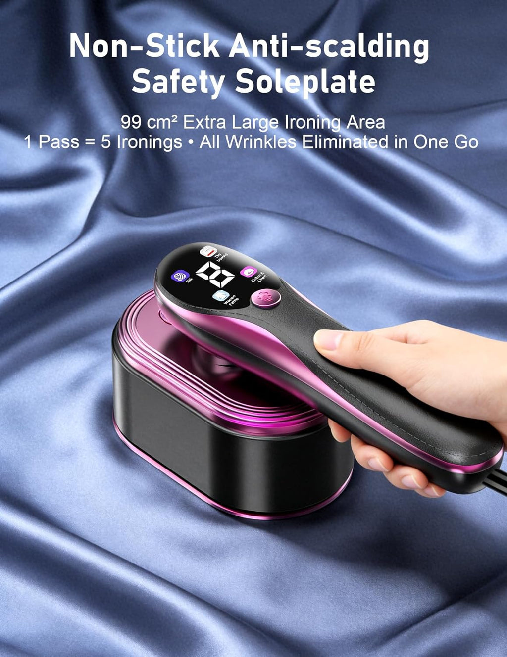Skiennix Travel Garment Steamer - 1200W Portable Handheld 2-in-1 Iron | Fast 10s Heat-Up, All-Fabric Wrinkle Remover