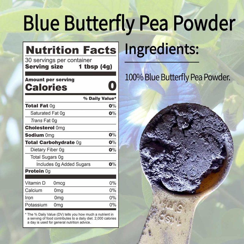 Orgnisulmte Blue Butterfly Pea Powder Premium Blue Matcha Tea Powder Natural Food Coloring Butterfly Pea Flower 4.23 Oz (120g)
