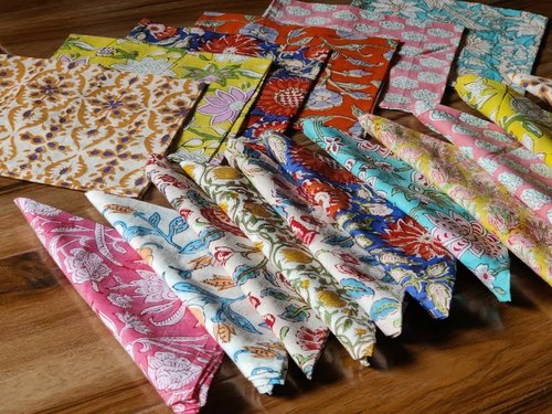 INDACORIFY 50 Pcs Mix Lot Table Napkins, 100% Cotton Hand Block Printed Indian Style Dinner Napkins, 16x16 Inches Kitchen Towels
