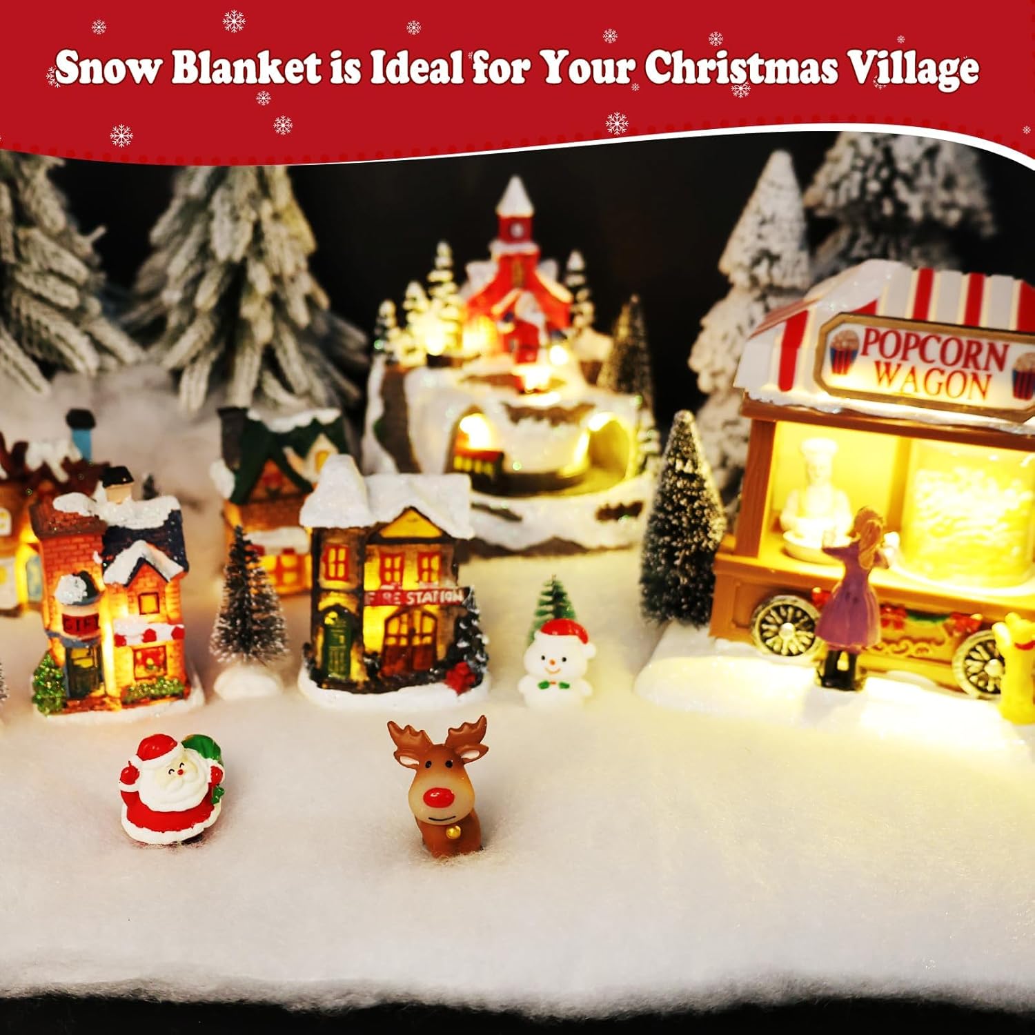 Skiennix Christmas Snow Blanket - Fluffy Faux Snow Roll for Holiday Decor | 4.9x1.3ft White Backdrop